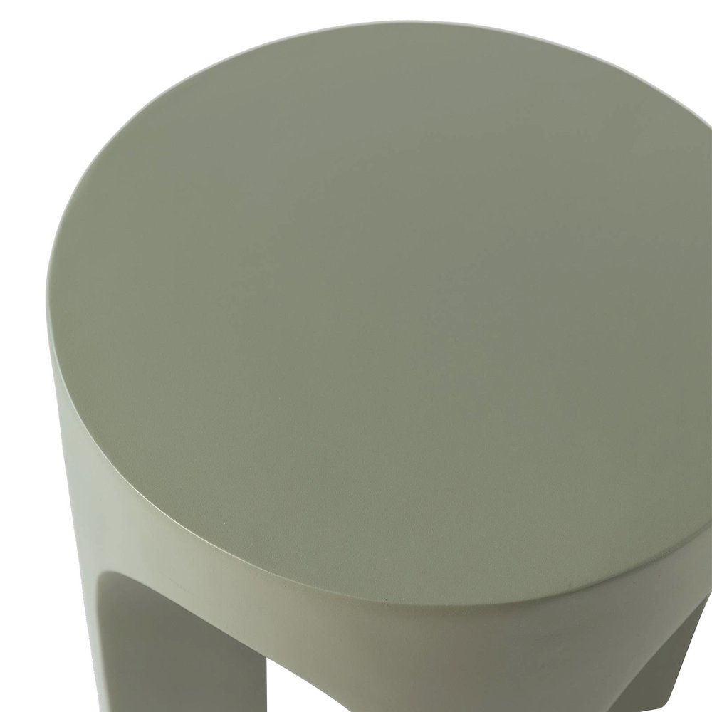 Crus Collection Fiberglass Outdoor Side Table in Grey. Picture 11