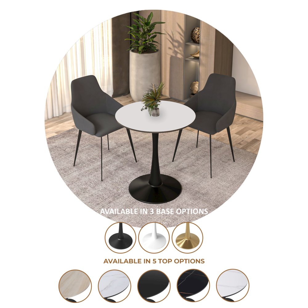 Leisyremod Bristol 24" Round Dining Table Black base with White top. Picture 36