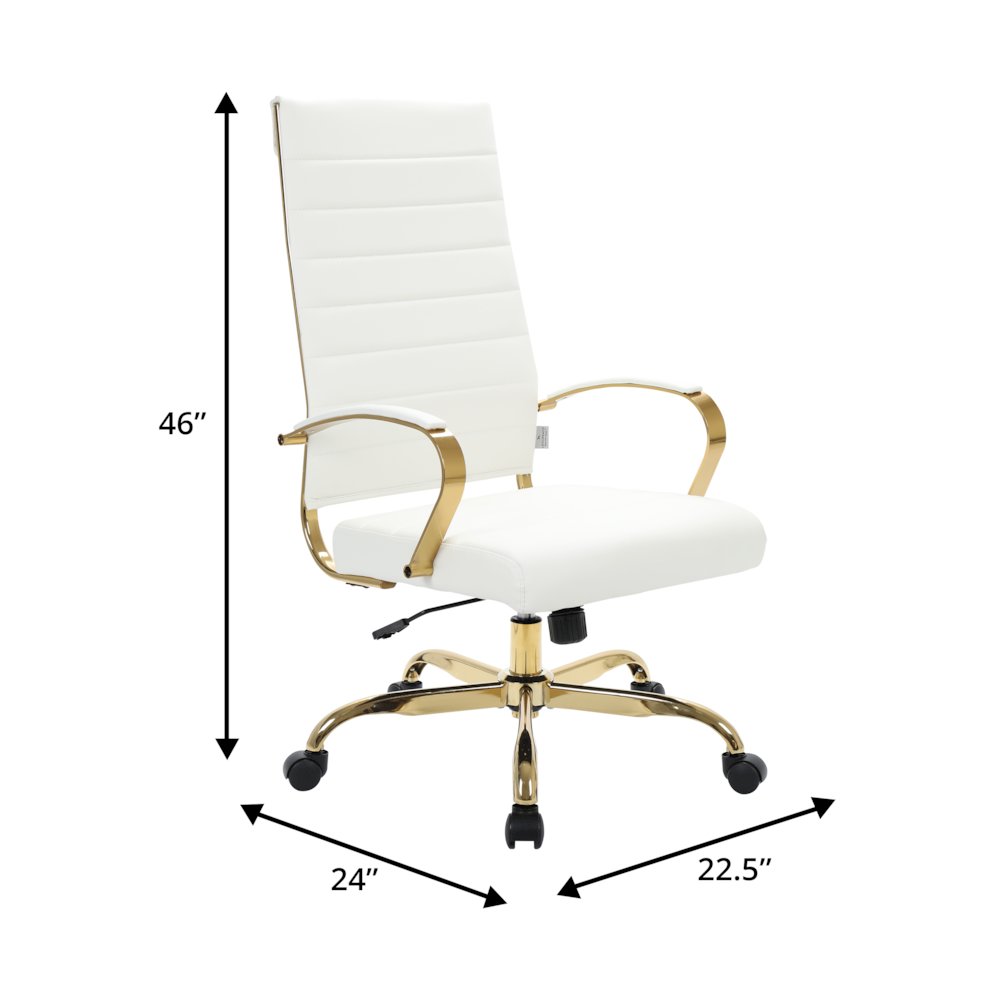 Benmar High-Back Leather Office Chair With Gold Frame. Picture 1