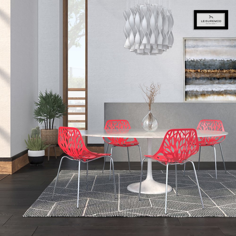 Modern Asbury Dining Chair w/ Chromed Legs, Set of 4. Picture 9