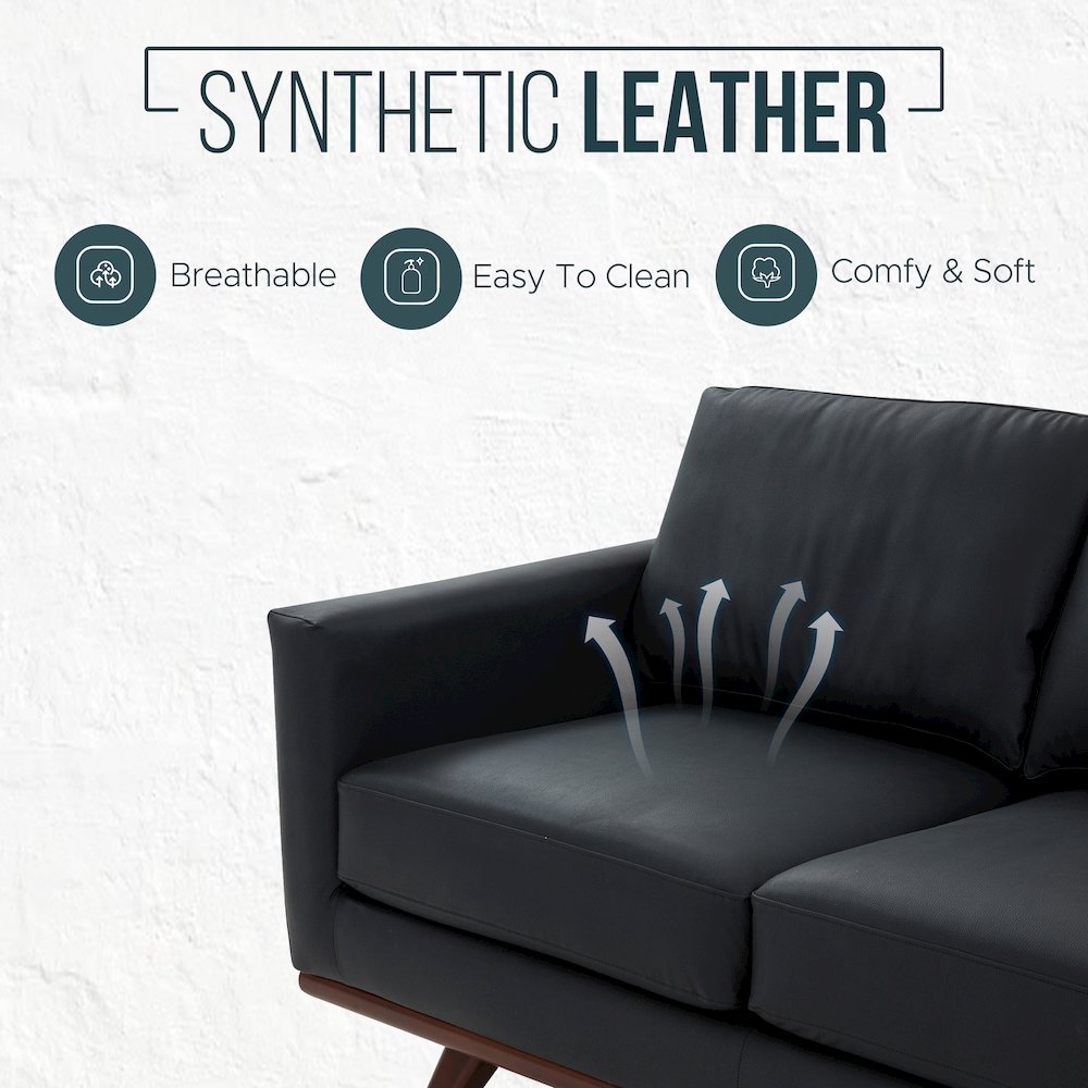 Chester Modern Leather Sofa With Birch Wood Base. Picture 3