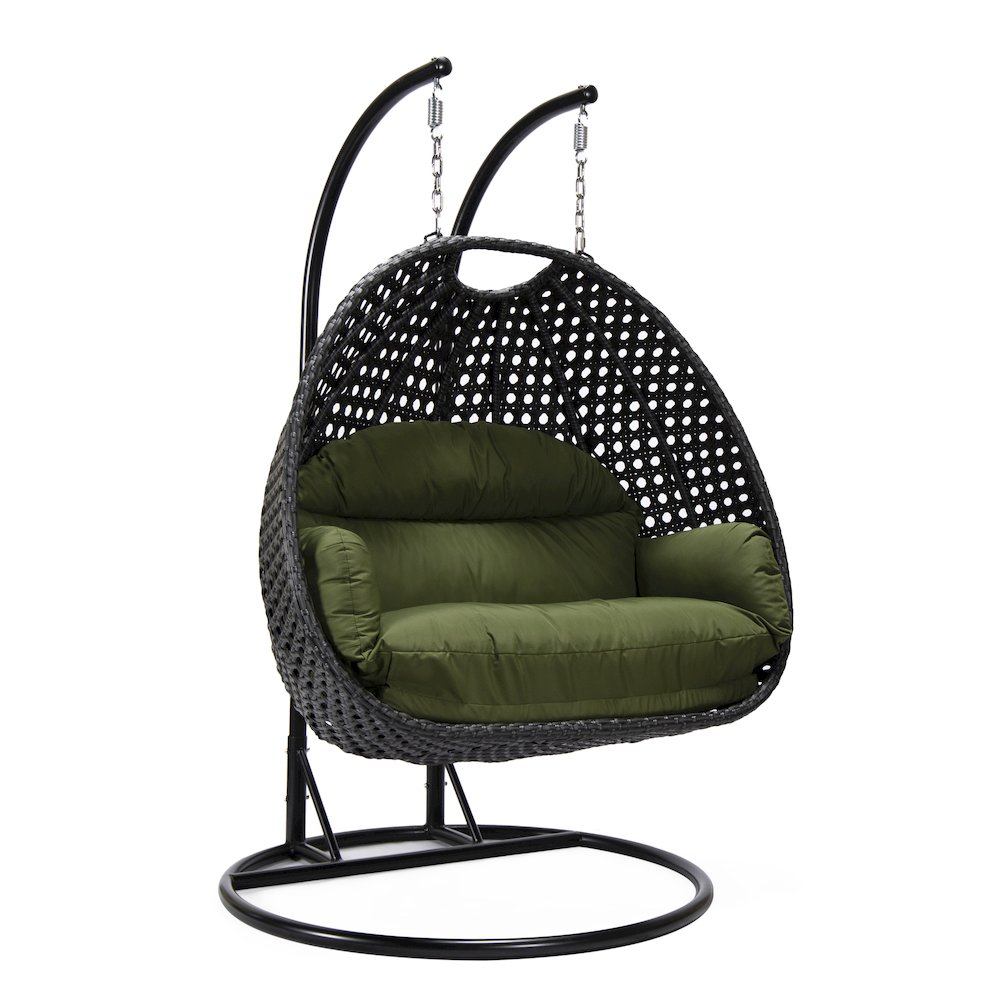 Mendoza Charcoal Wicker Hanging 2 person Egg Swing Chair. Picture 1