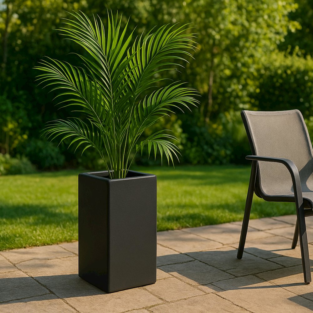 Terra Series Poly Stone Planter in Black 10.2" x 10.2" 23.6" High. Picture 15