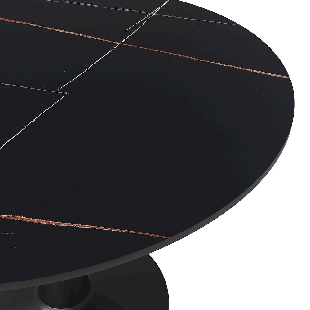 Bristol 40" round dining table Black base with Black Sintered stone Top. Picture 17