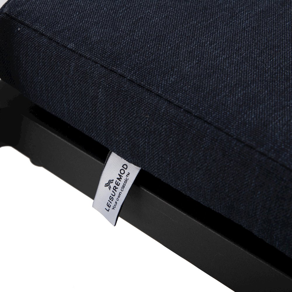 Chelsea Collection Modern Aluminum Outdoor Bar Chair in black with Blue Cushions. Picture 21