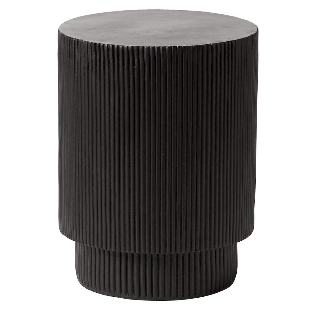 Eden Collection Fiberglass Outdoor Side Table in Black. Picture 2