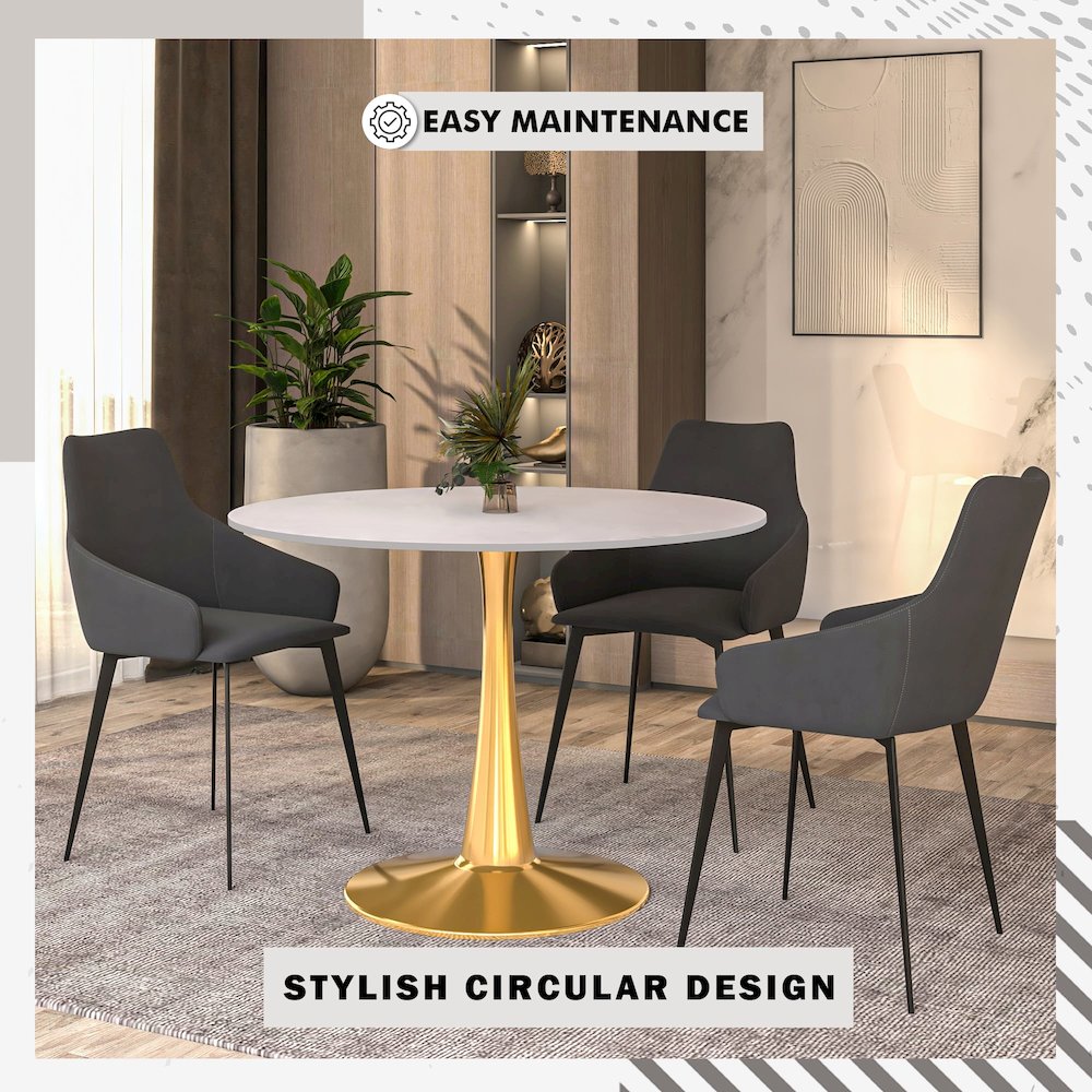 Bristol 40" round dining table Gold Base With White Top. Picture 21