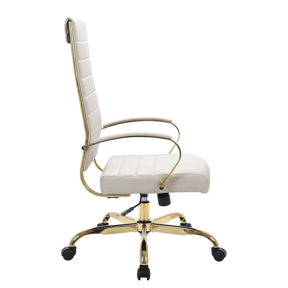 Benmar High-Back Leather Office Chair With Gold Frame. Picture 9