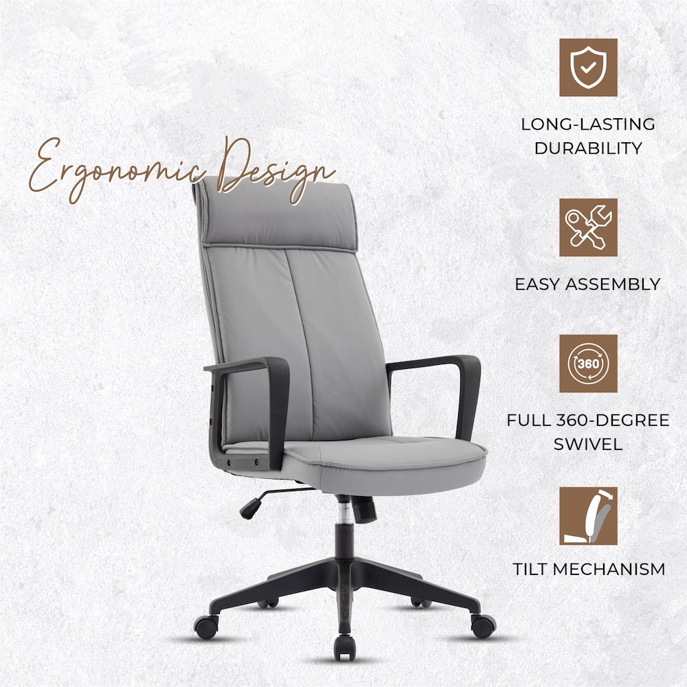 Aiaria Collection Modern Office Chair In Grey. Picture 4