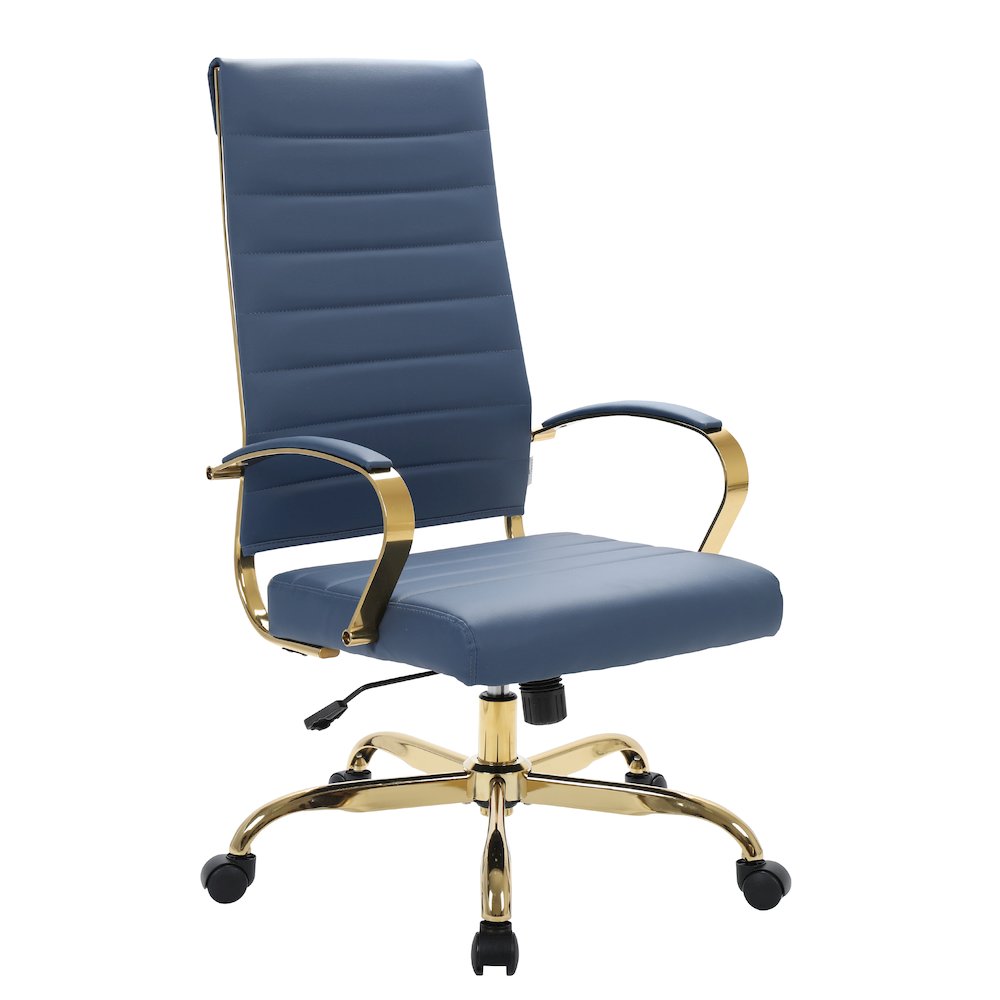 Benmar High-Back Leather Office Chair With Gold Frame. Picture 4