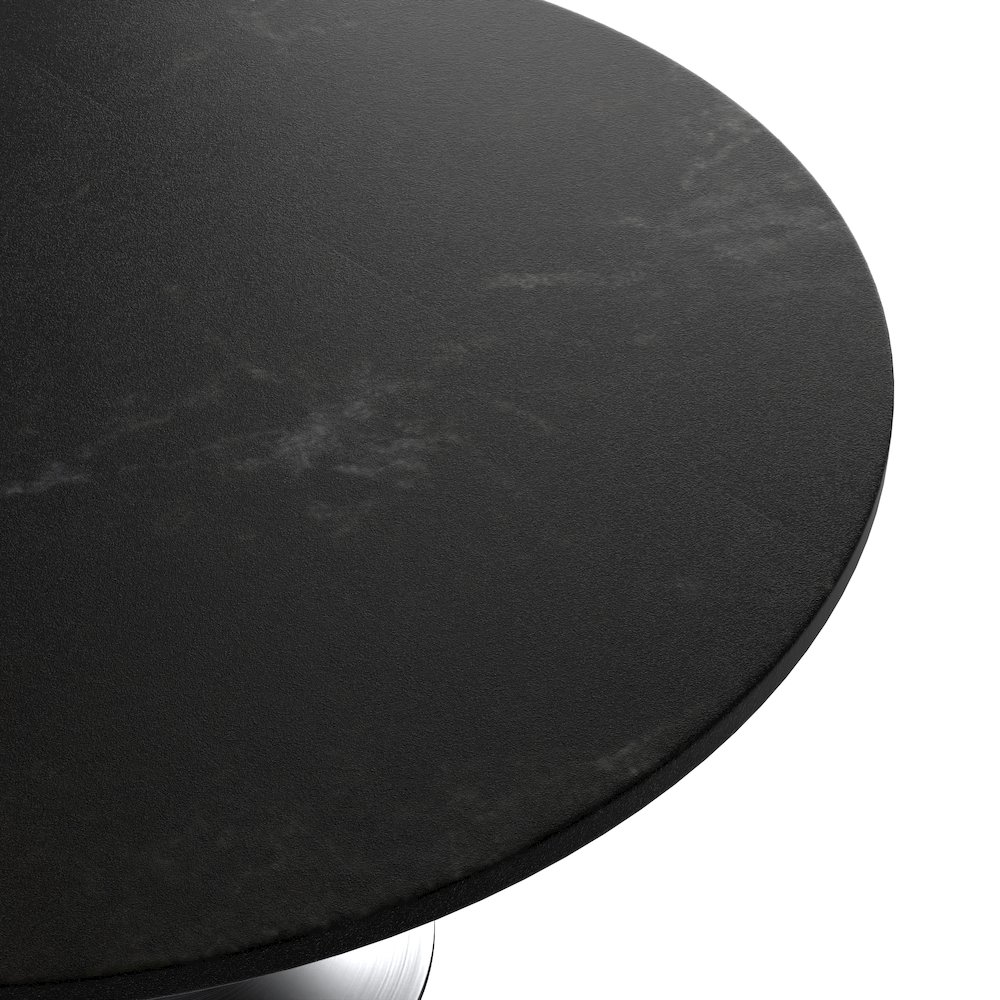 Verve Collection 48" Round Dining Table, Brushed Chrome Base with Black MDF Top. Picture 11