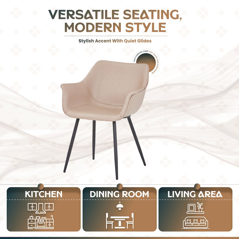 Markley Modern Leather Dining Arm Chair in Taupe. Picture 12