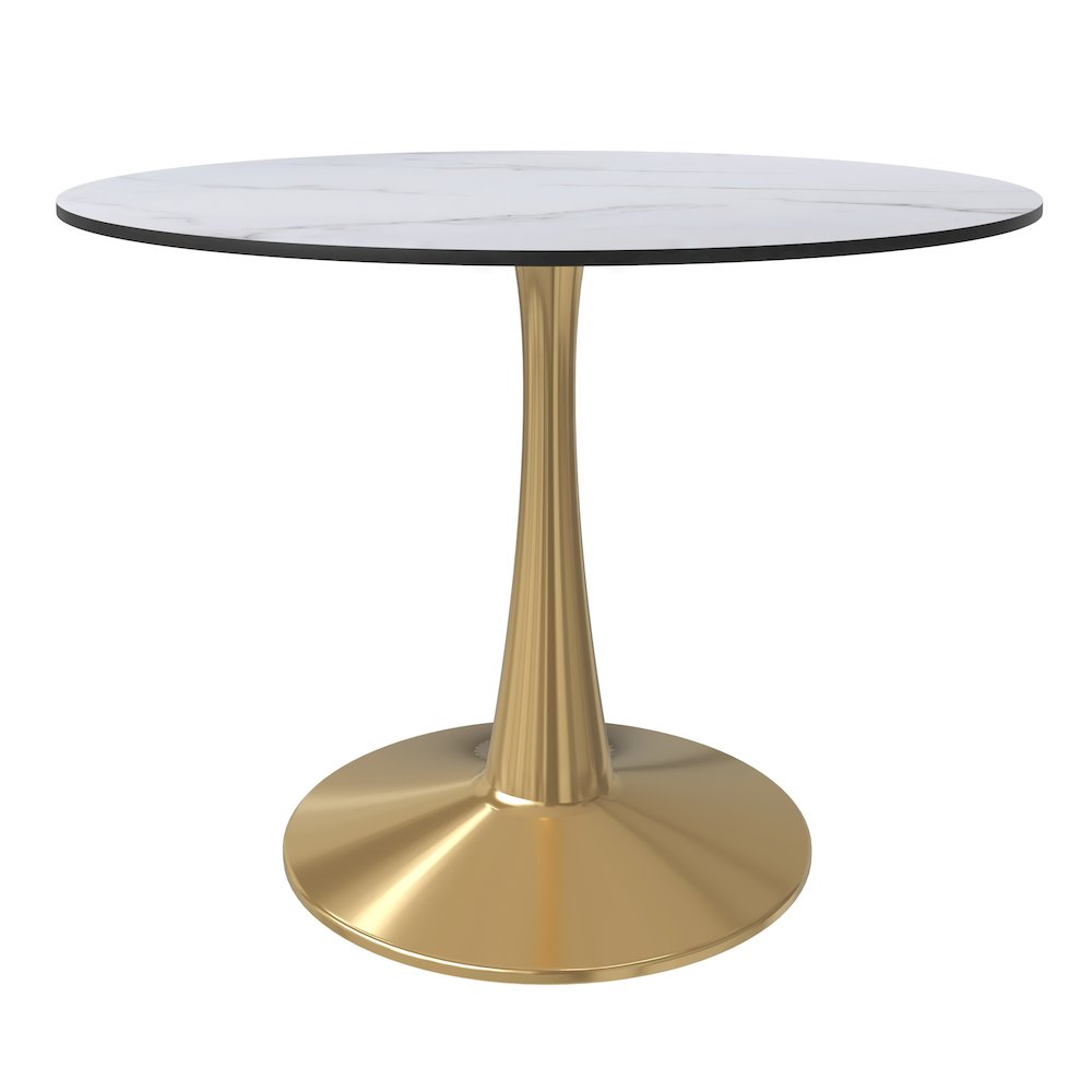 Bristol 40" round dining table Gold Base With White Top. Picture 1