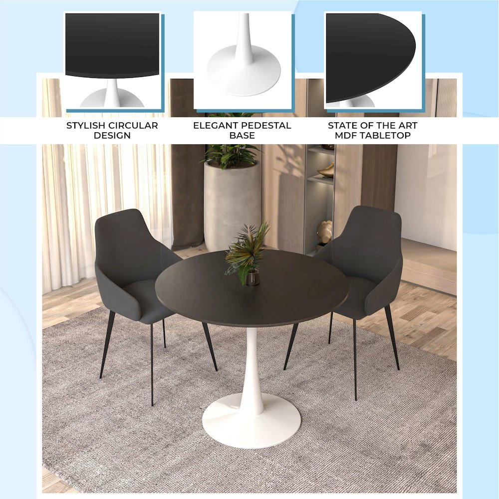 Bristol Mid-Century Modern Round Dining Table. Picture 25
