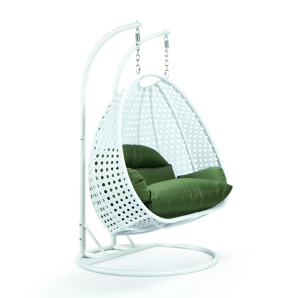 White Wicker Hanging 2 person Egg Swing Chair. Picture 4