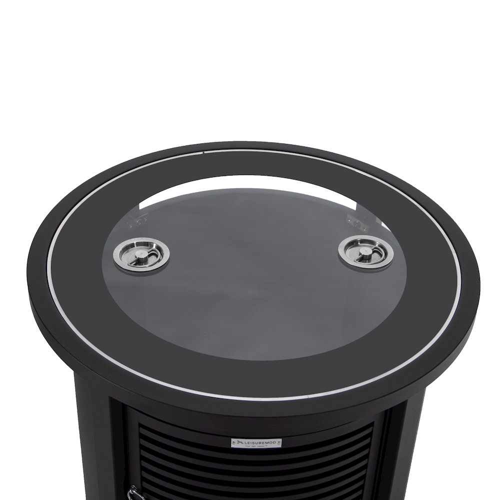 Walbrooke Black Patio Round Tank Holder with Slats Design in Black. Picture 5