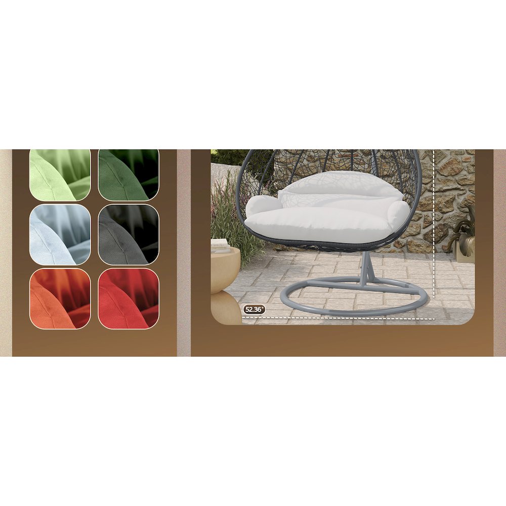 Recluse Collection Modern Outdoor Swing Chair Grey Frame with ES57 White Cushion. Picture 19
