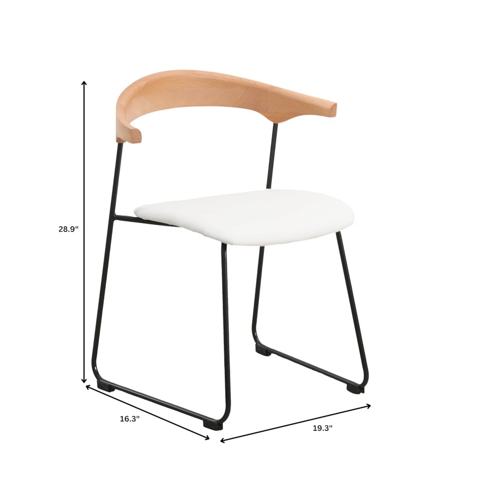 Lyra Collection Modern Chair in Natural Wood back and White Seat. Picture 17