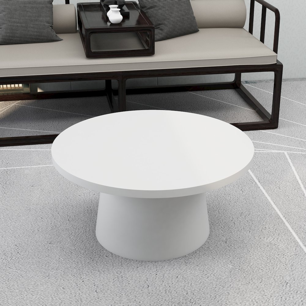 Dune Collection Fiberglass Outdoor Coffee Table In White. Picture 28