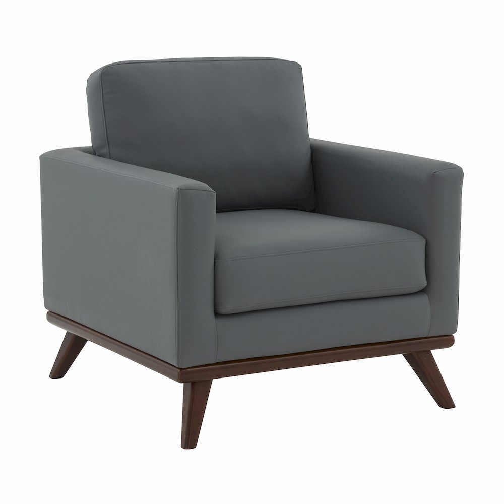 Chester Modern Leather Accent Arm Chair With Birch Wood Base. Picture 1