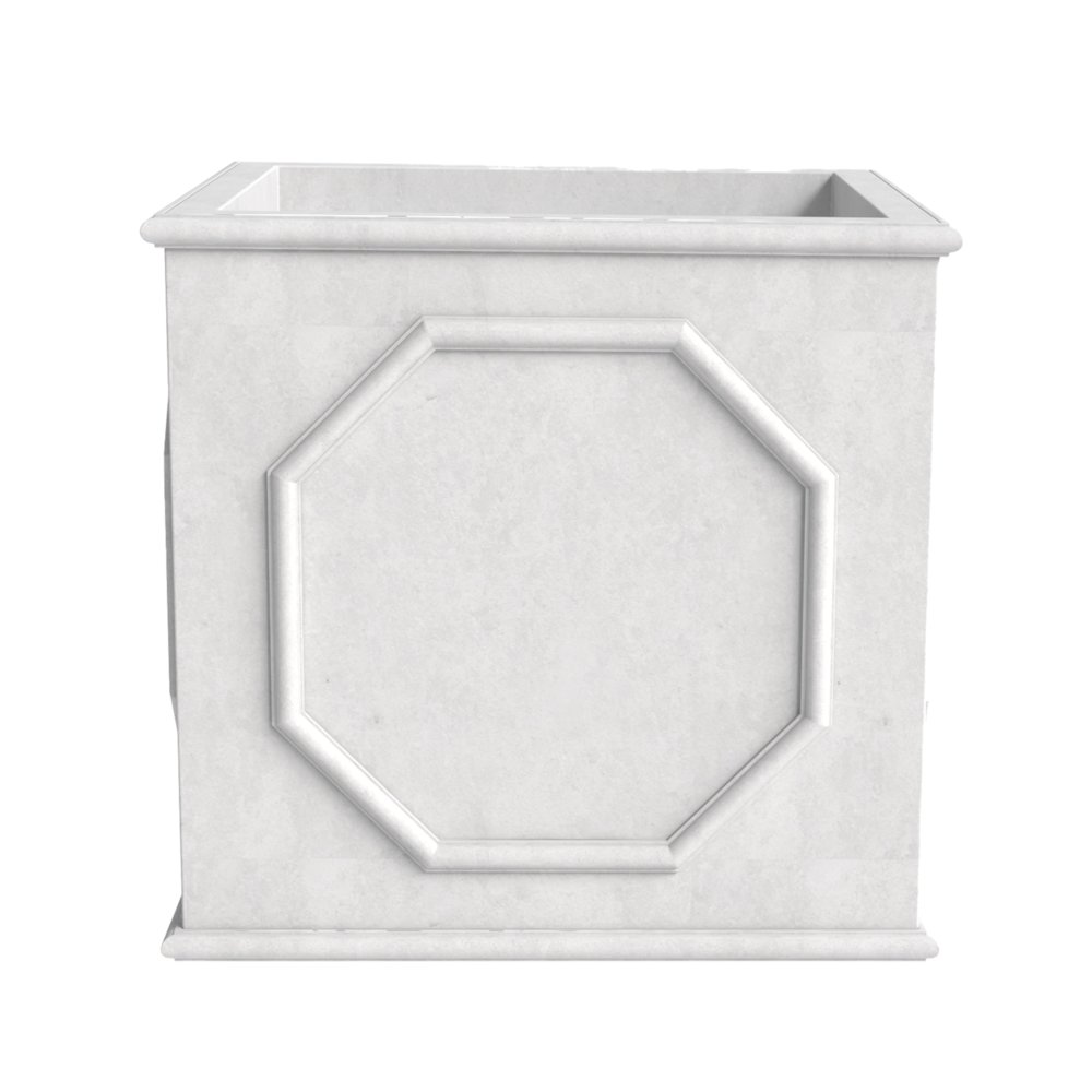 Sprout Series Cubic Fiber Stone Planter in White 8 Cube. Picture 7
