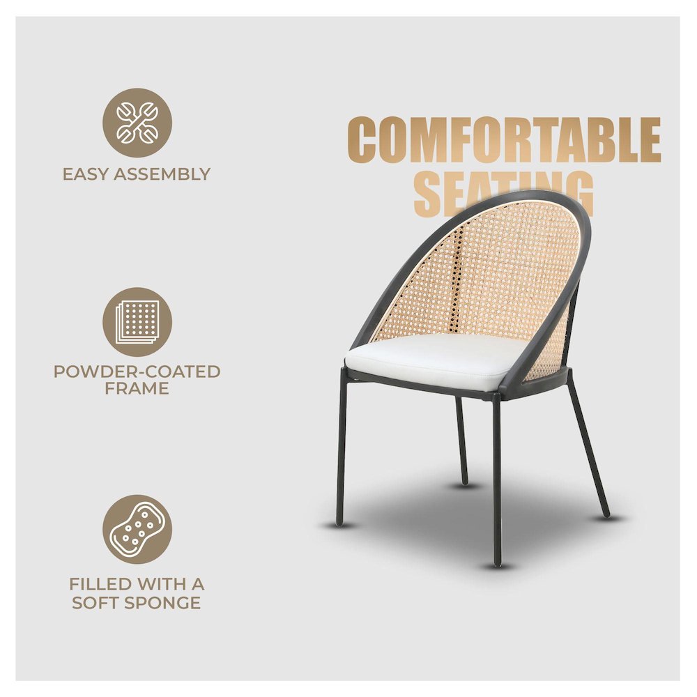 Urbane Collection Modern Dining Chair With Wicker back in Light Grey - Set of 4. Picture 11