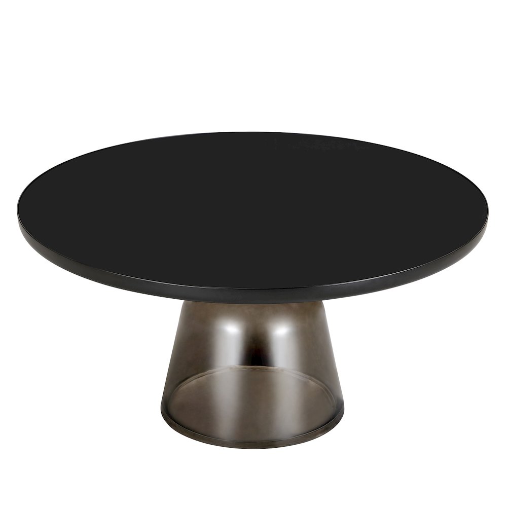 Tully Collection Glass Coffee Table Grey glass, Black Rim with Black GLass Top. Picture 2
