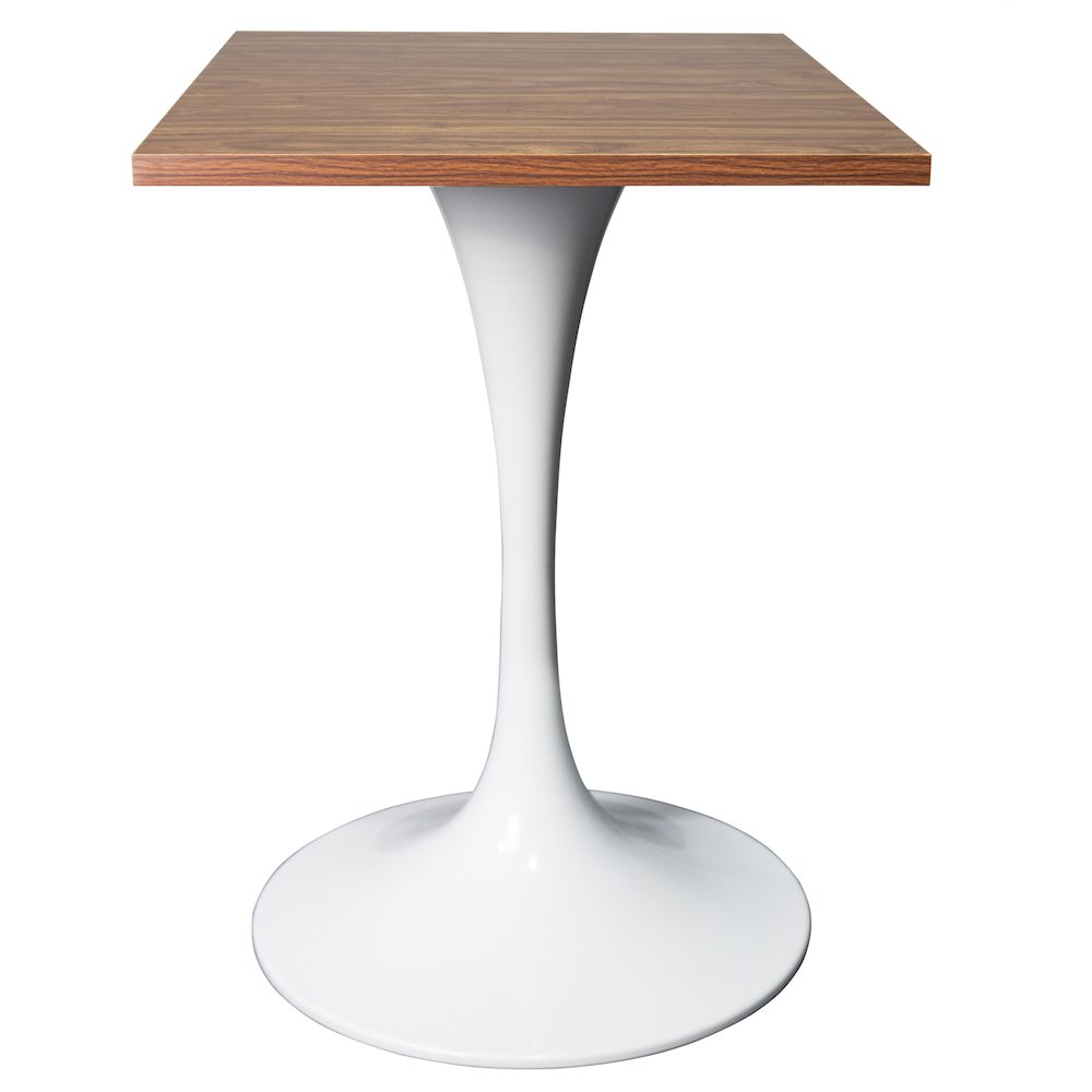 Verve Collection 24 Square Dining Table, White Base with Dark Maple MDF Top. Picture 1