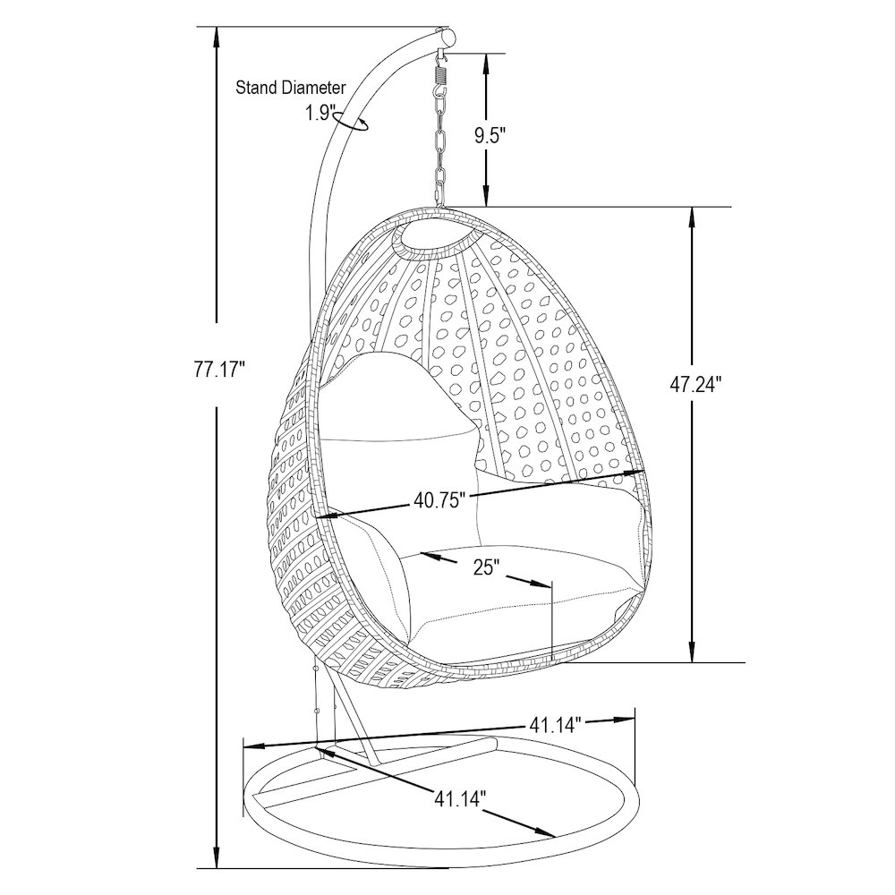 Charcoal Wicker Hanging Egg Swing Chair. Picture 10