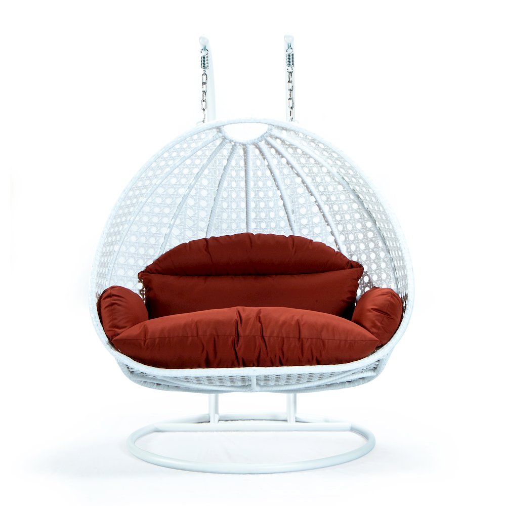 White Wicker Hanging 2 person Egg Swing Chair. Picture 2