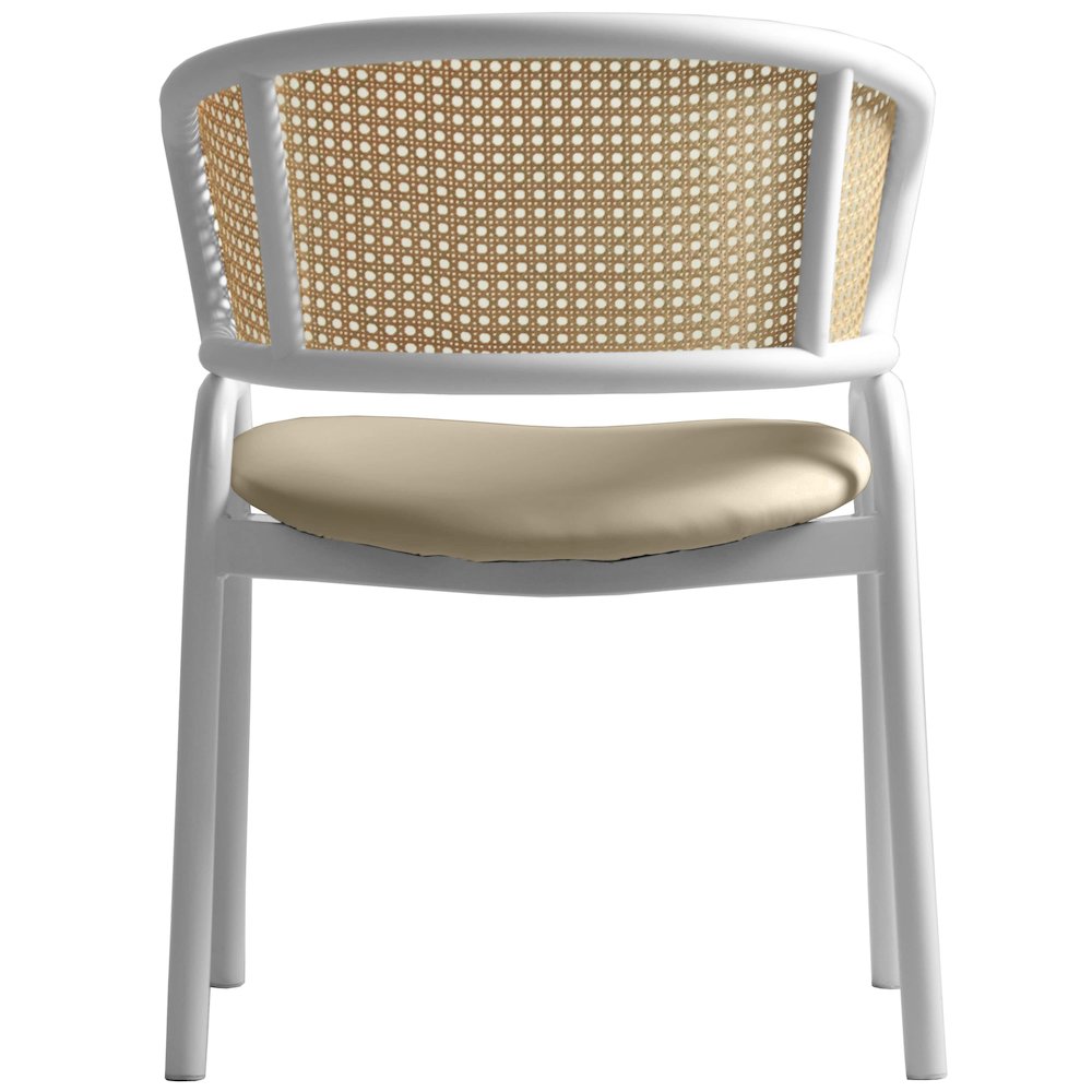 Ervilla - Dining Chair - White frame in Taupe Leather Set of 2. Picture 10