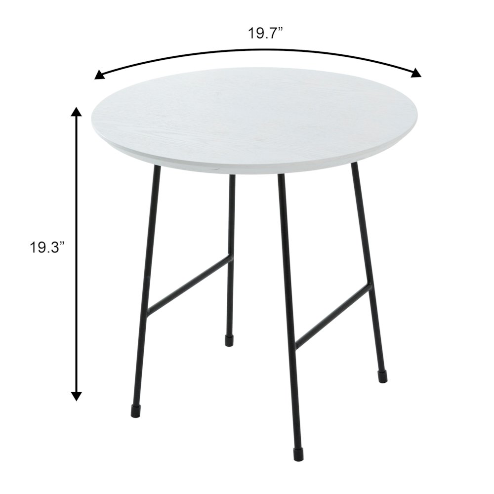 Rossmore Mid Century Modern Round Side Table With Black Steel Frame. Picture 9