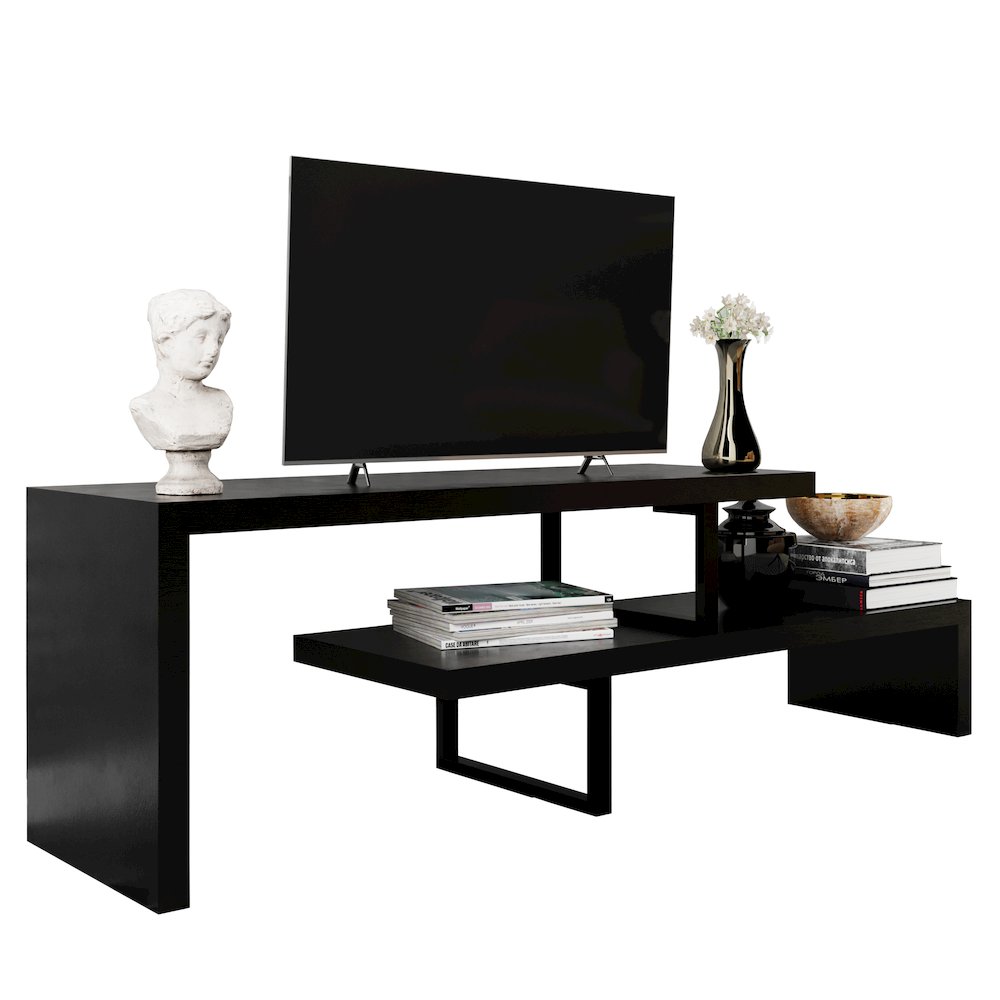 Orford Mid-Century Modern TV Stand in Ebony. Picture 7
