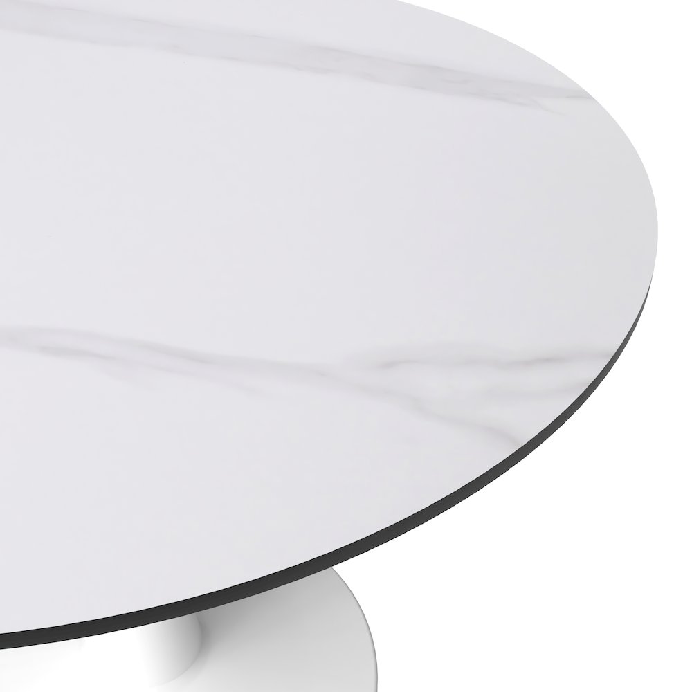 Bristol 40" round dining table White base with White Sintered stone Top. Picture 17