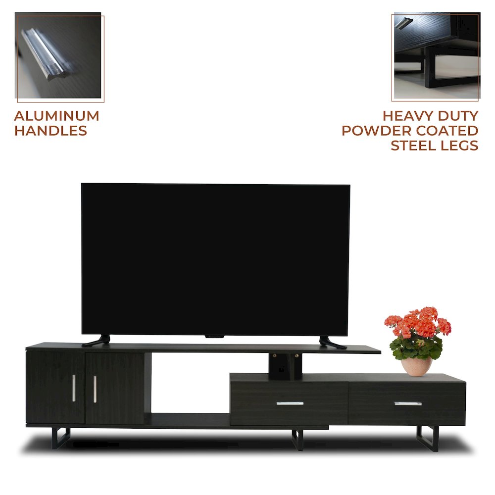 Avery Mid-Century Modern TV Stand with MDF Cabinet and Powder Coated Steel Legs. Picture 28