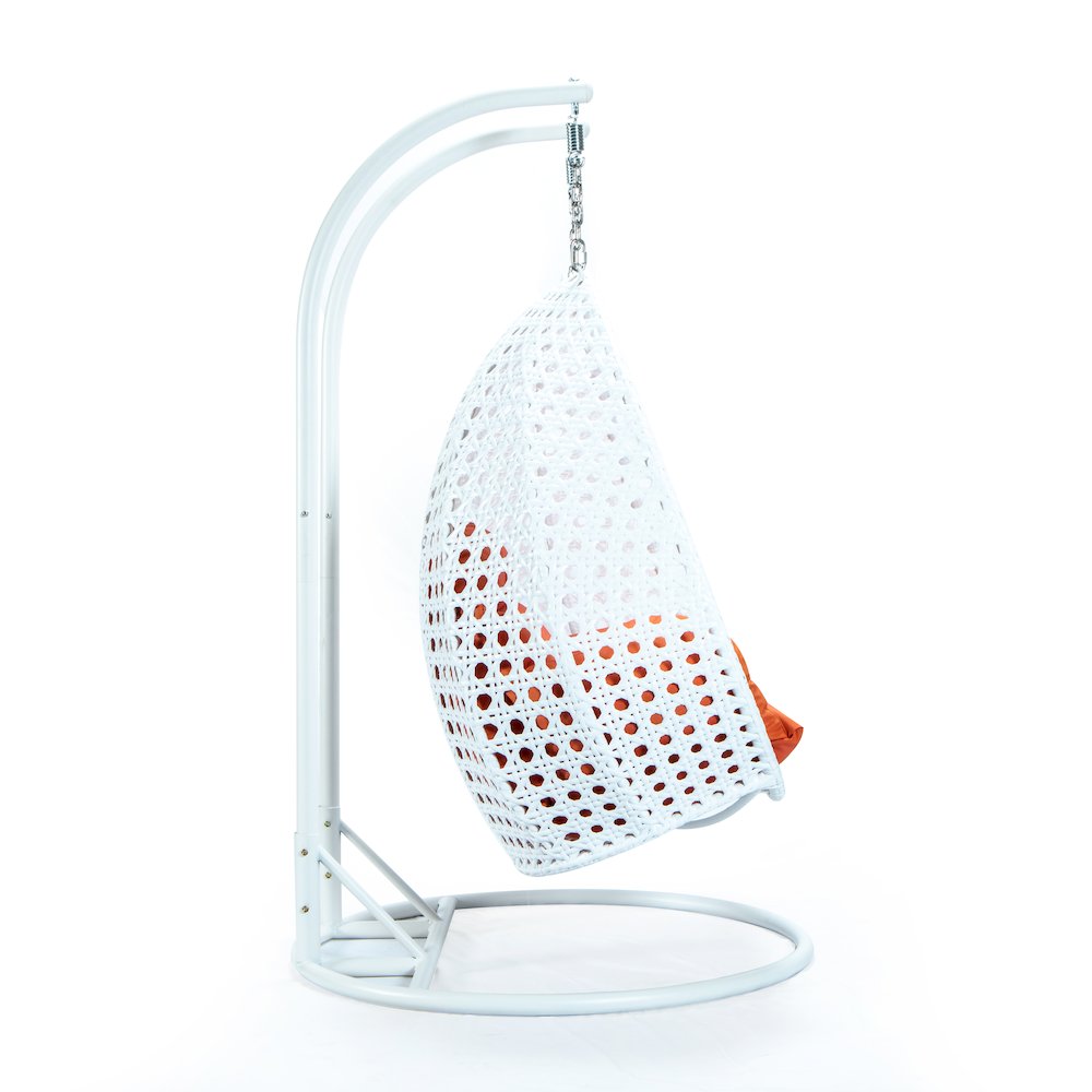 White Wicker Hanging 2 person Egg Swing Chair. Picture 3