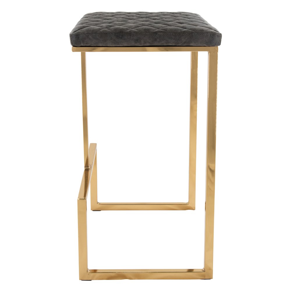 Quincy Quilted Stitched Leather Bar Stools With Gold Metal Frame. Picture 5