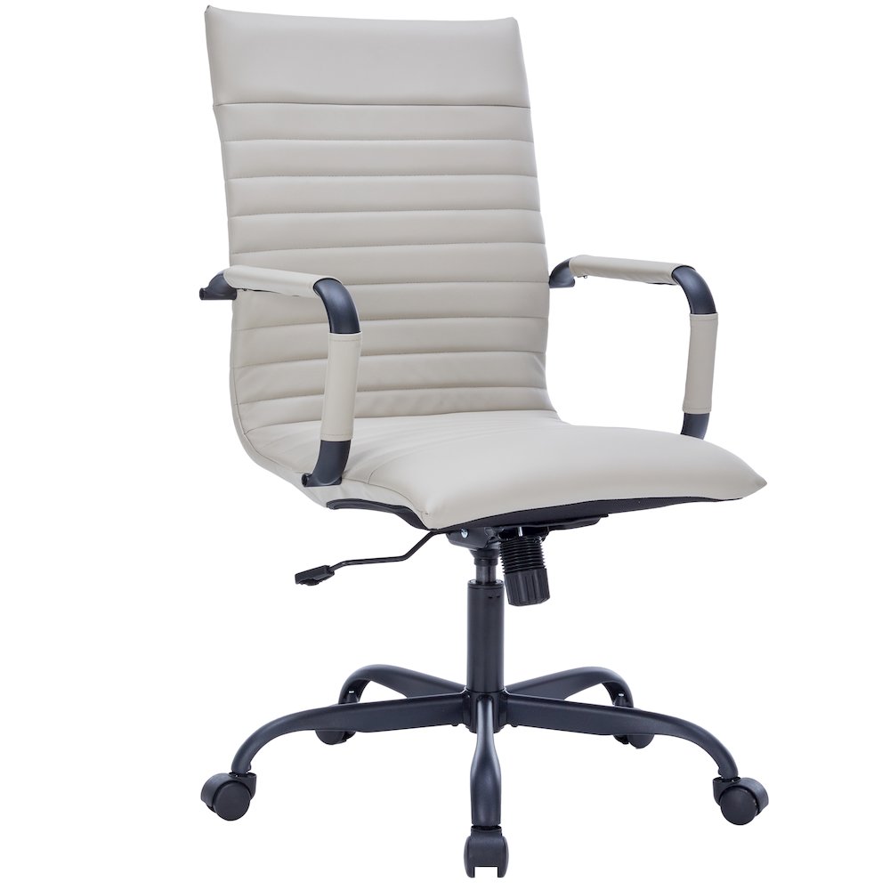 Harris Leather Home High-Back Office Chair in Tan With Black Frame. Picture 13