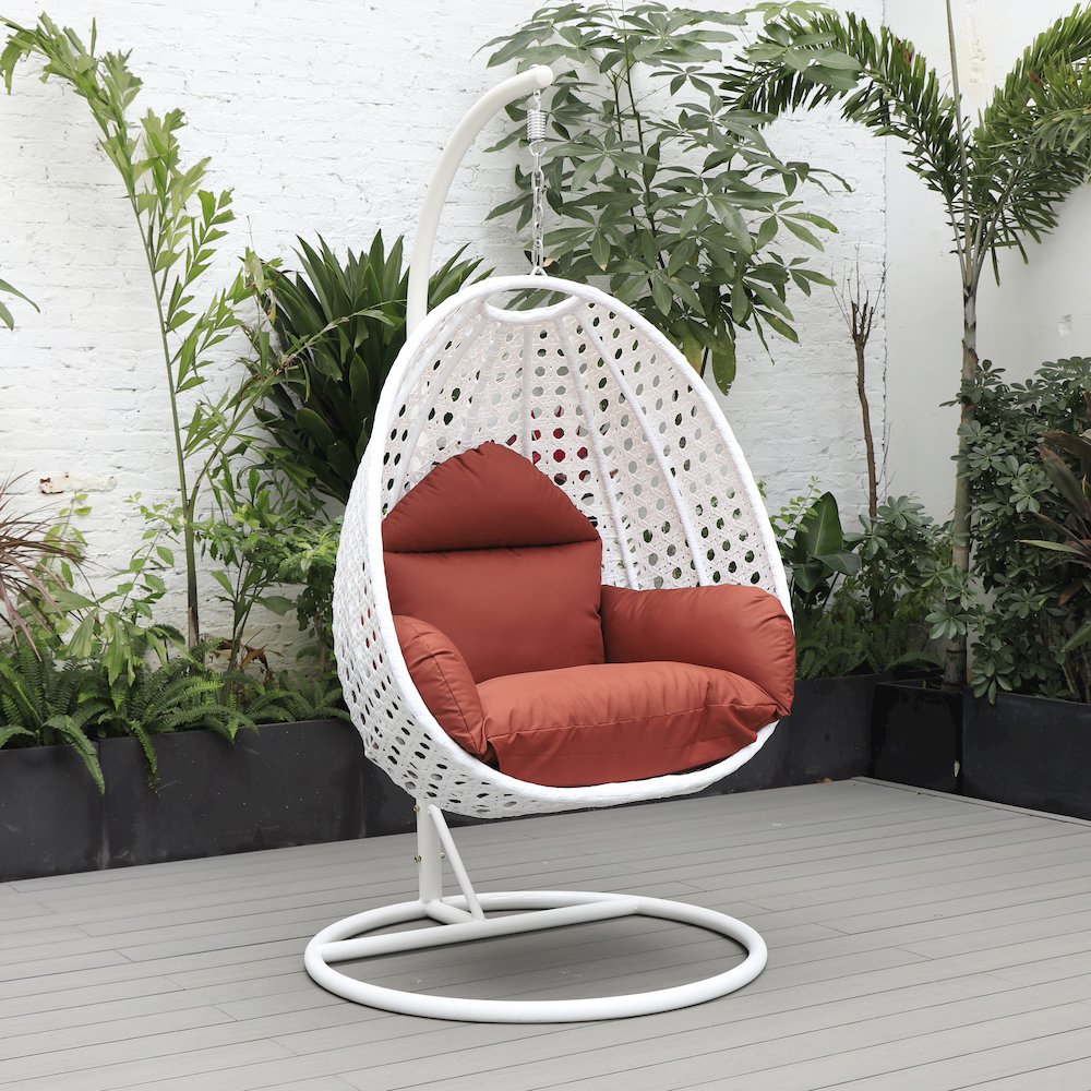 White Wicker Hanging Egg Swing Chair. Picture 2
