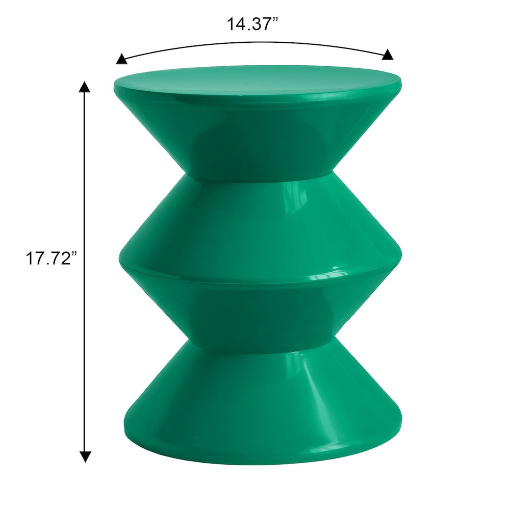Aura Modern Plastic Side End Table, Indoor/Outdoor Use, Green. Picture 10