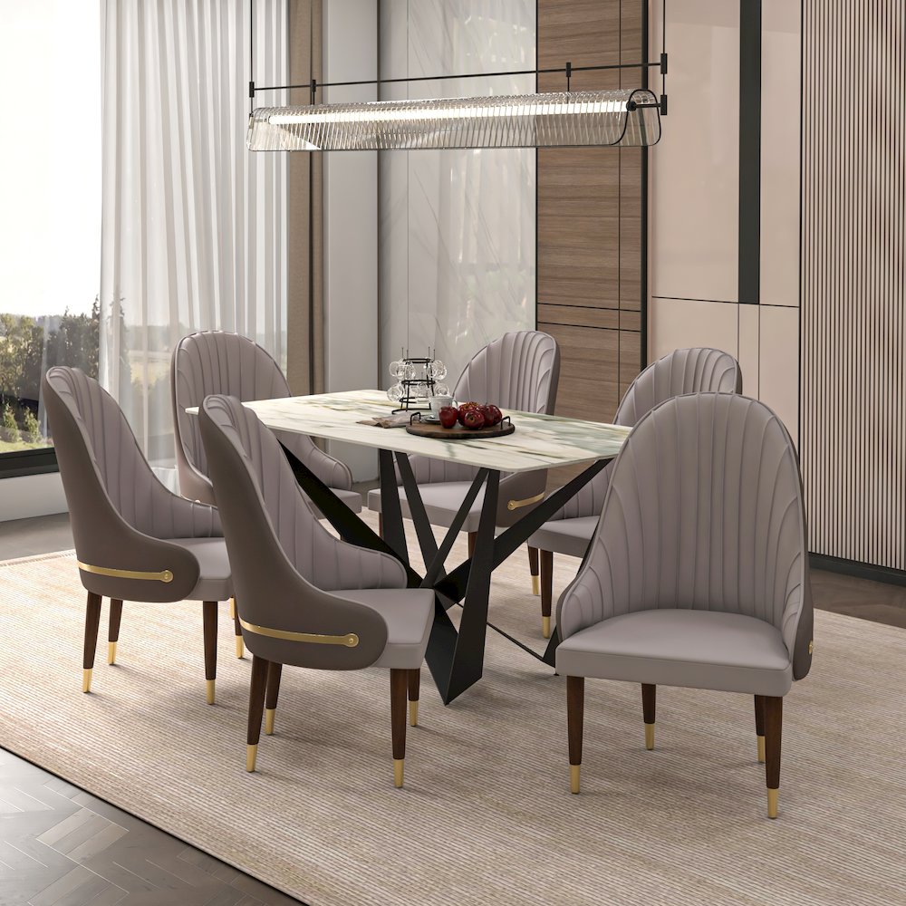 Elara Collection Wooden Dining Chair in Two-Tone Toupe Set of 4. Picture 10