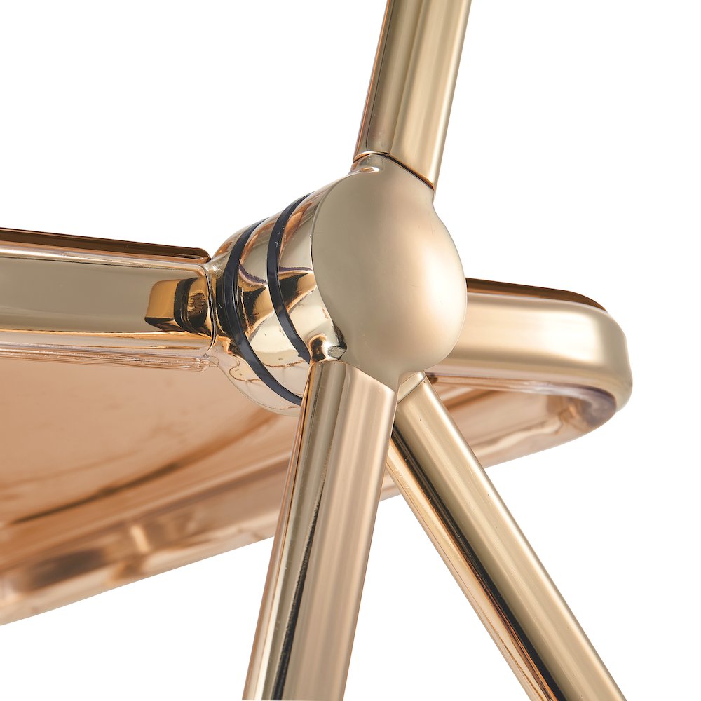 Lawrence Acrylic Folding Chair With Gold Metal Frame. Picture 15
