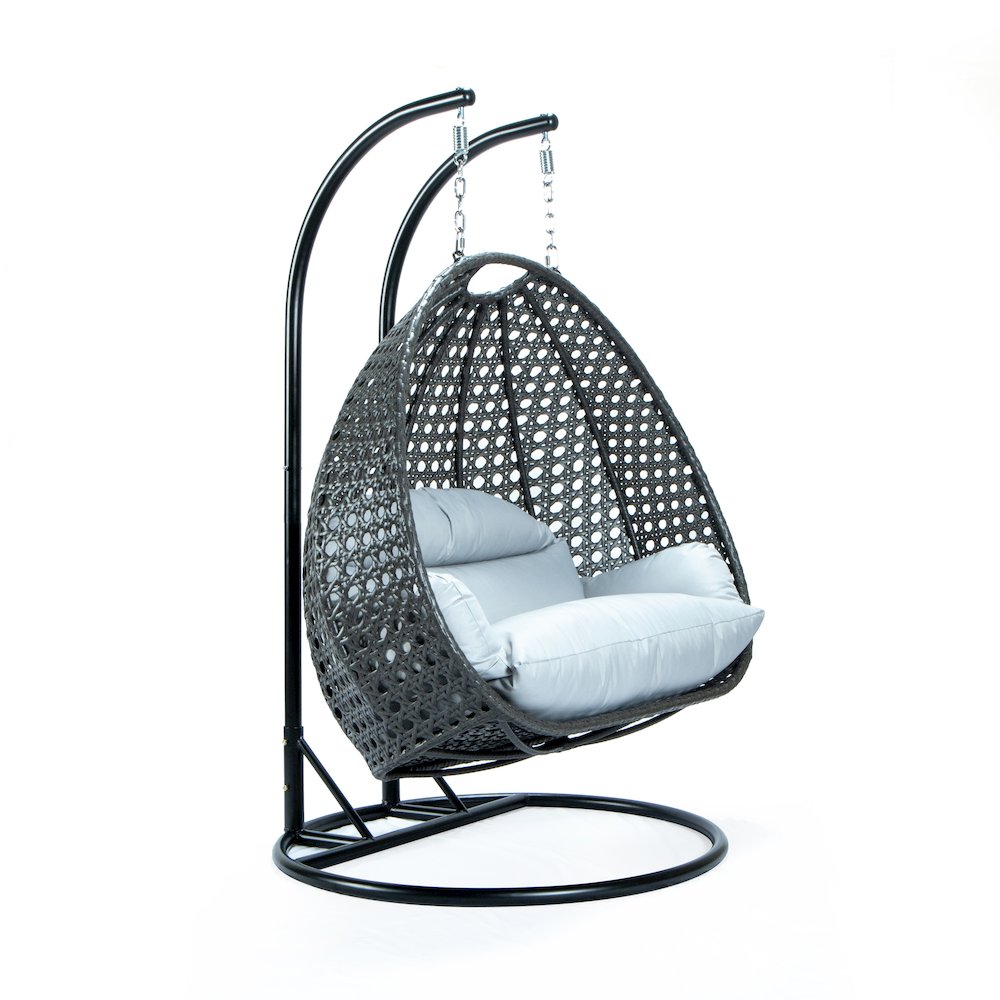 Charcoal Wicker Hanging 2 person Egg Swing Chair. Picture 3