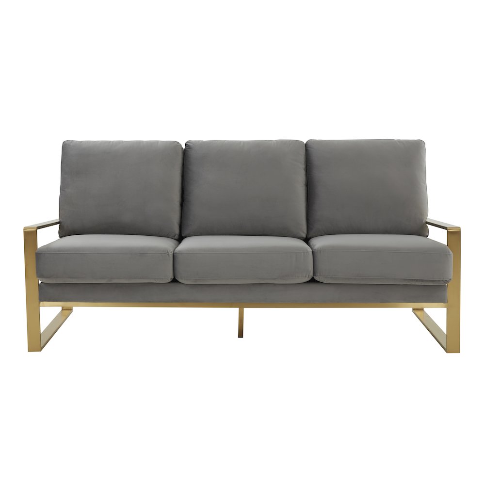 Jefferson Contemporary Modern Design Velvet Sofa With Gold Frame.. Picture 3