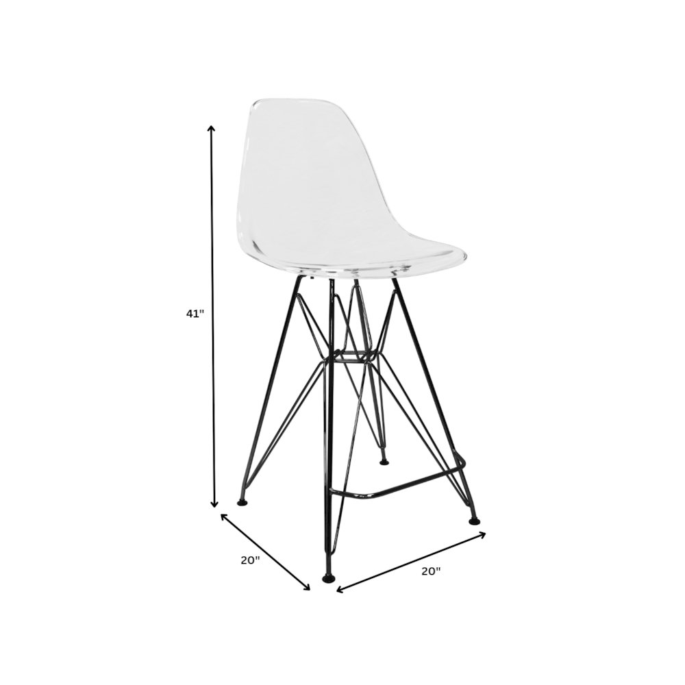 Modern Acrylic Bar stool Cresco Collection Black Base with Clear seat. Picture 42