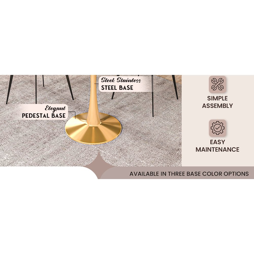 Bristol 24" round dining table Gold Base With Black Top. Picture 12