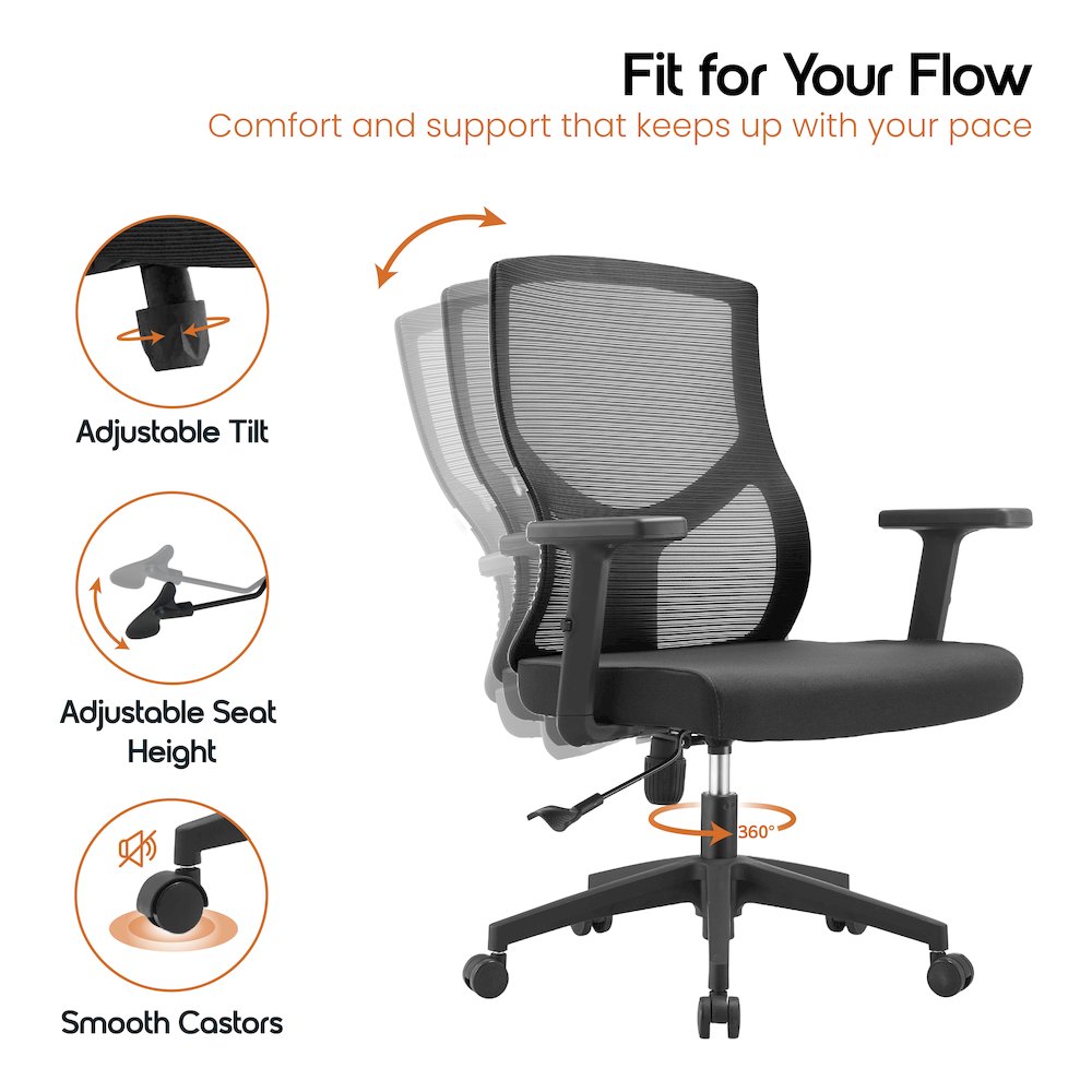 Office Glen Series Office Task Chair In Black. Picture 6
