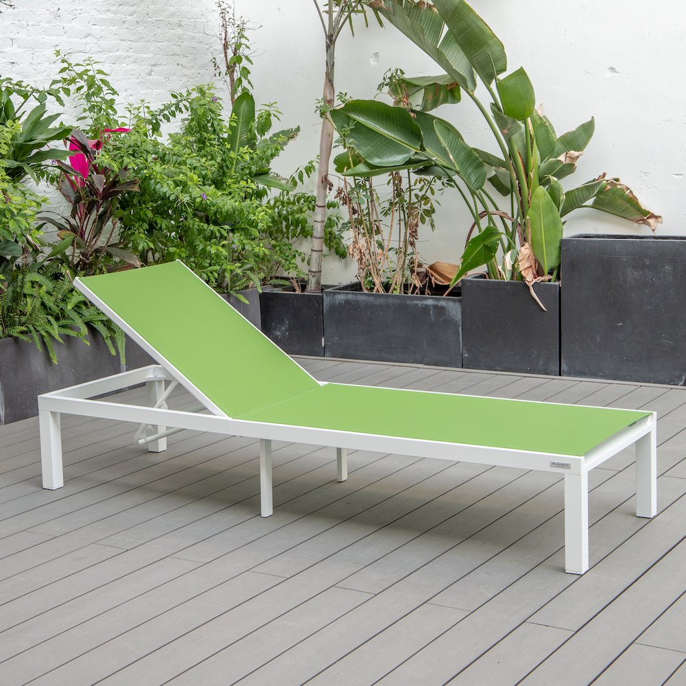 Marlin Patio Chaise Lounge Chair With White Aluminum Frame. Picture 4