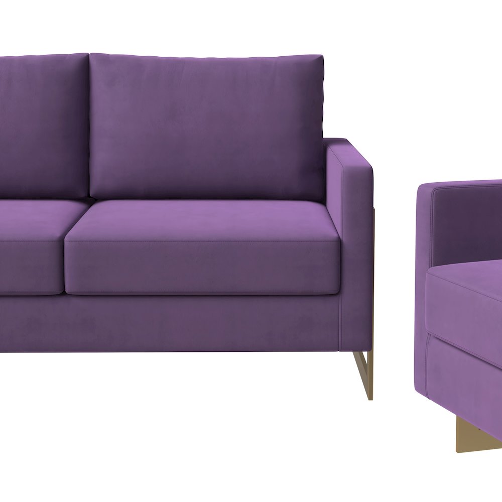 Lincoln 3-Piece Velvet Living Room Sofa Set With Gold Frame. Picture 5