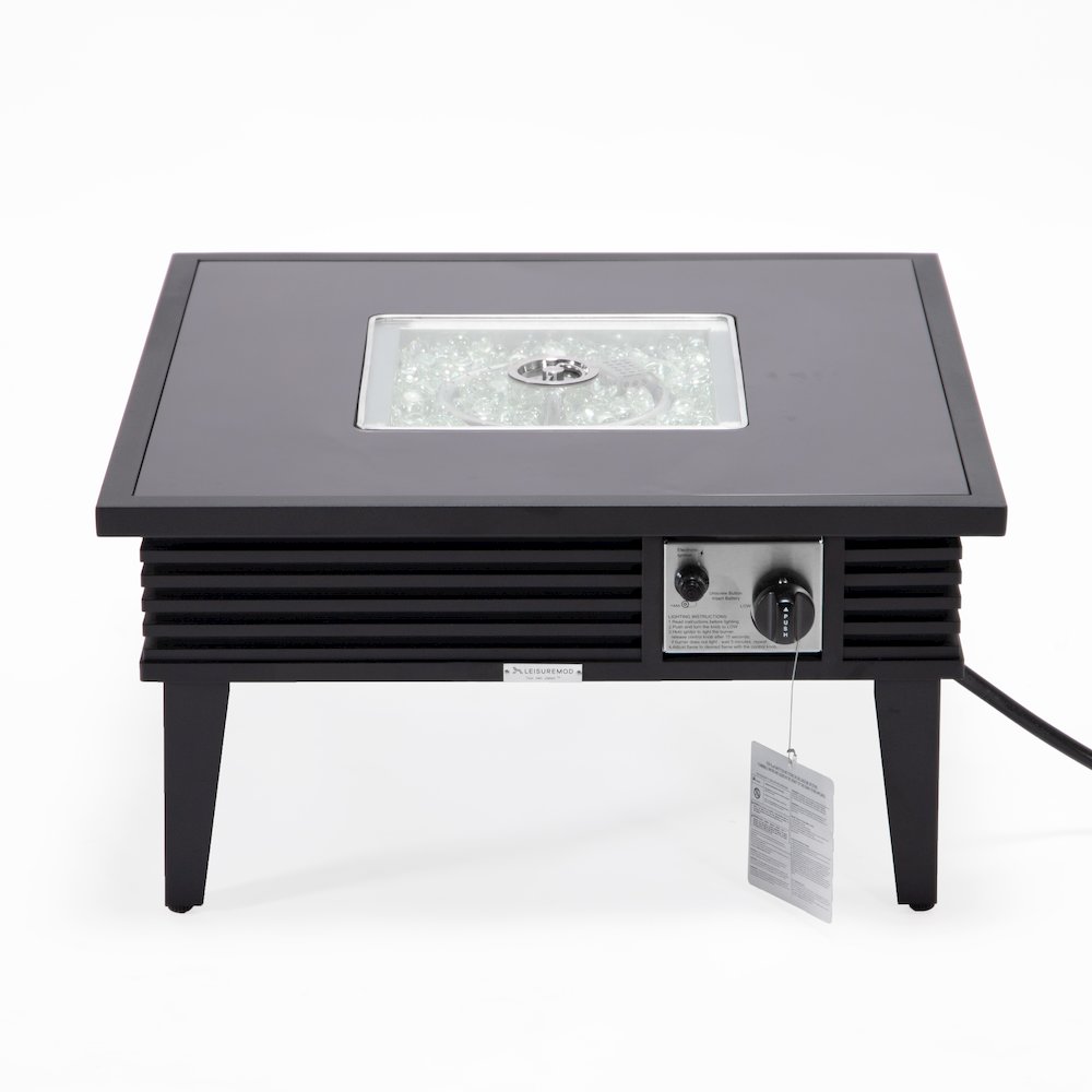 Walbrooke Outdoor Patio Aluminum Square Slats Design Fire Pit Side Table. Picture 5